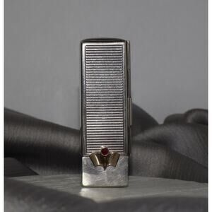 Tiffany & Co Sterling Silver & 14k Yellow Gold Ruby Lipstick Case 65G / 2.4in